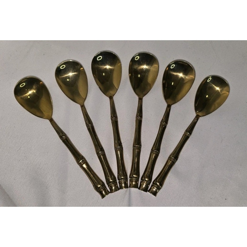 Wallace Bamboo‎ Gold Plated Set Of 6 Matching Spoons Flatware
